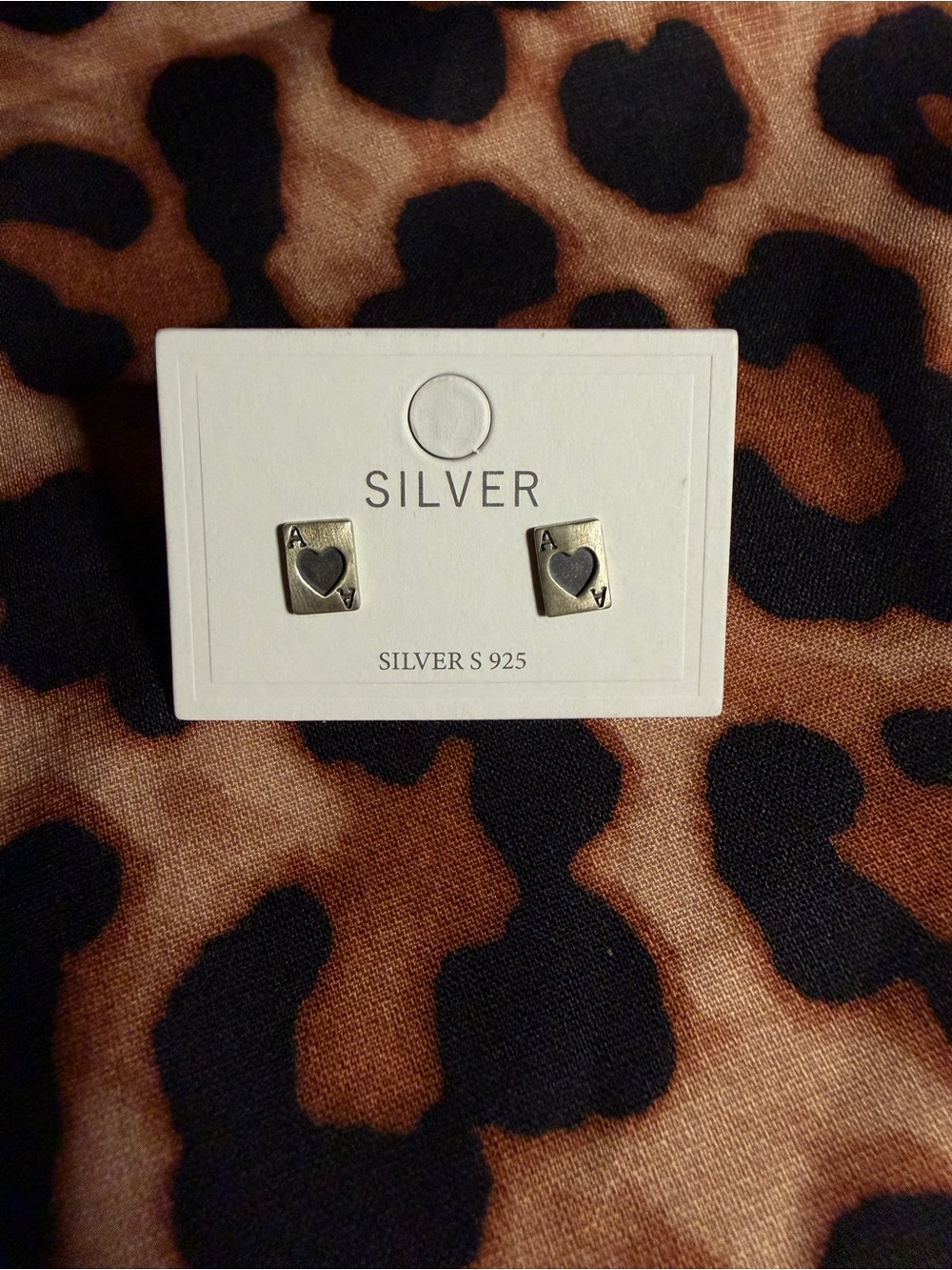 Sterling Silver Ace of Hearts Stud Earrings - Silver